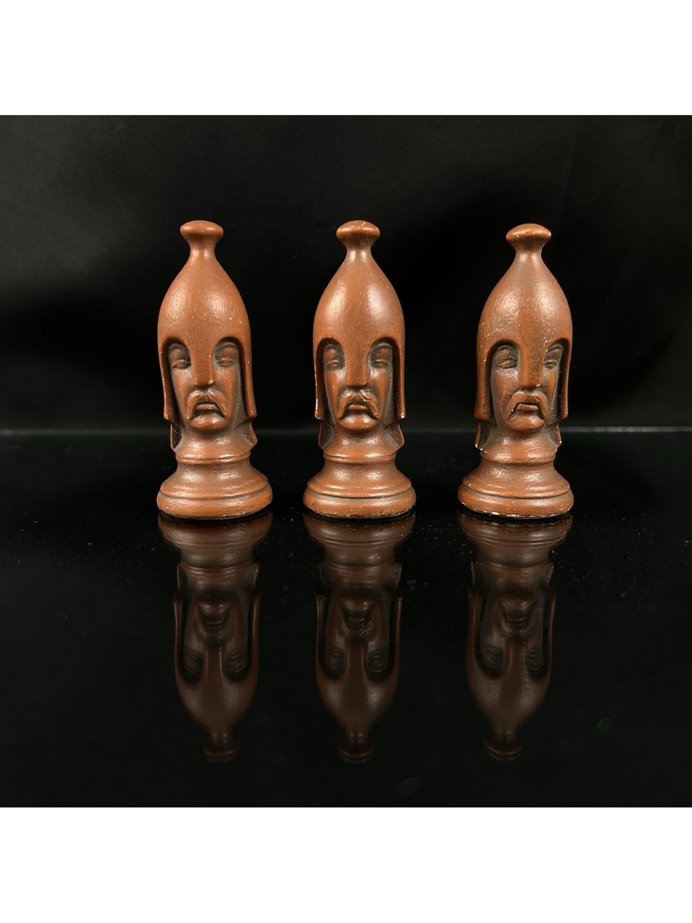 Vintage Duncan Ceramic Chess Pawns Extra Game Pieces 3" Brown/Black x3